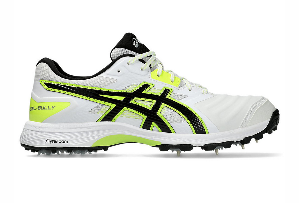 Asics GEL-GULLY 7 Cricket Shoes - White / Safety Yellow